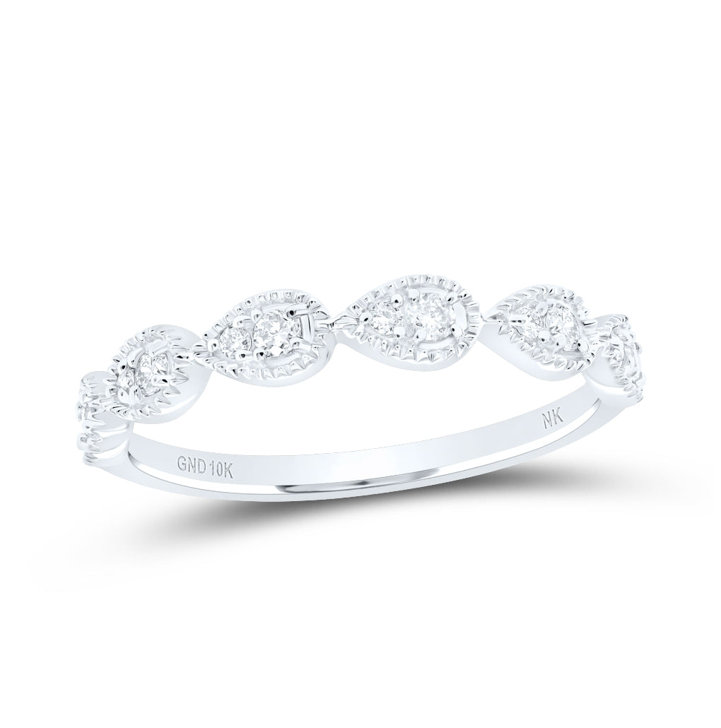 10kt Yellow Or White Or Rose Gold 1/6ctw Diamond Nk Gift Stackable Band
