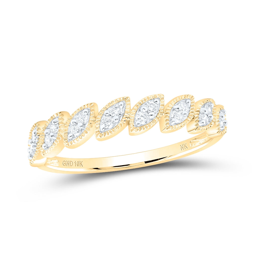 10kt Yellow Or White Or Rose Gold 1/6ctw Diamond Nk Gift Stackble Band