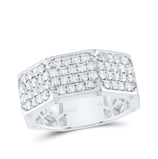 14kt White Gold 2 1/2ctw Diamond Ana M Bolt Mens Band