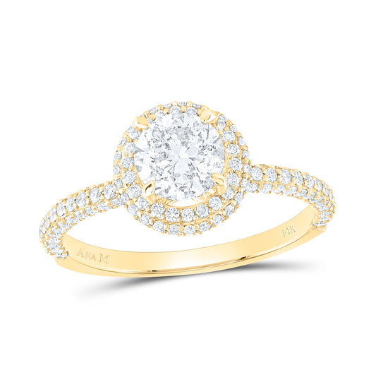 14kt Yellow Or White Gold 1 5/8ctw Diamond Ana M 1ct-crd Engagement Double Halo