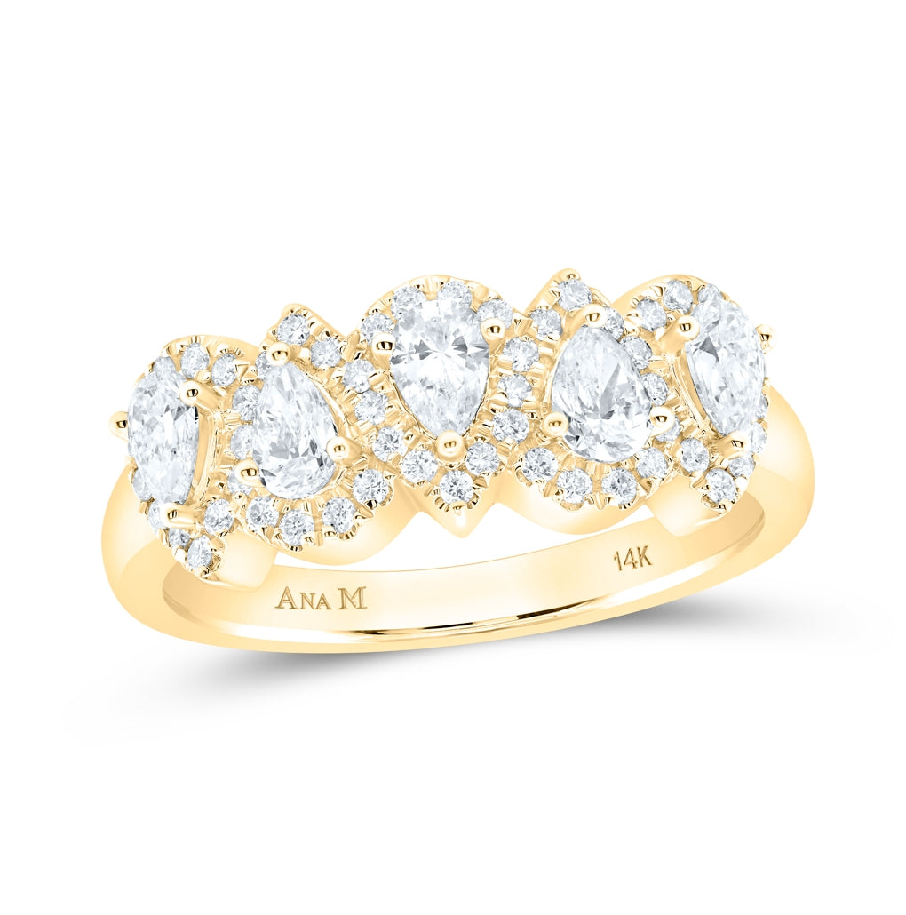 14K Yellow Or White Gold 1ctw Diamond Ana M Fashion Ladies Band