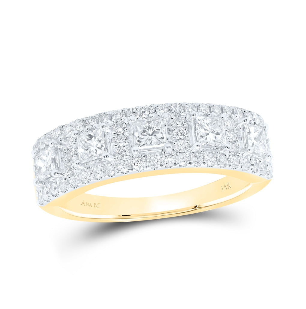 14K Yellow Or White Gold 7/8ctw Diamond Ana M Fashion Ladies Band