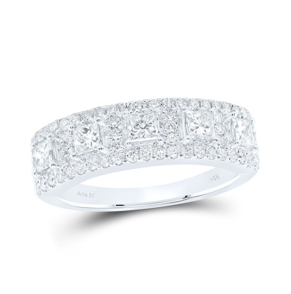 14K Yellow Or White Gold 7/8ctw Diamond Ana M Fashion Ladies Band