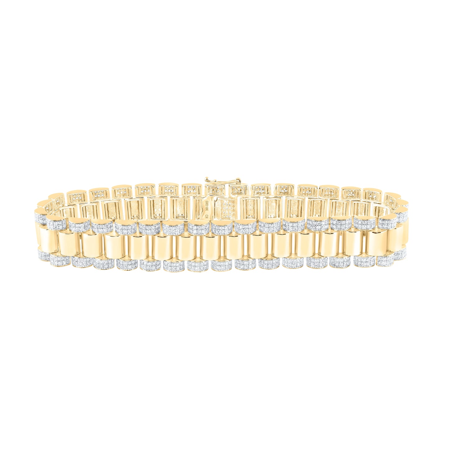 10kt Two-tone Or White Gold 4 1/3ctw Diamond Cn (13.5mm) Mens Bracelet (8.5 Inch)