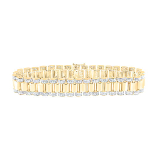 10kt Two-tone Or White Gold 4 1/3ctw Diamond Cn (13.5mm) Mens Bracelet (8.5 Inch)