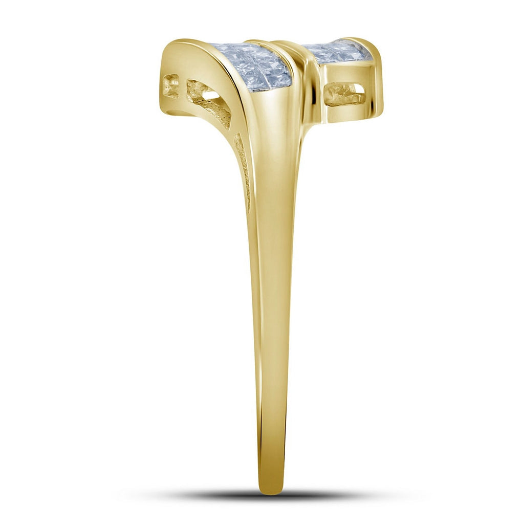 14kt Yellow Gold Womens Princess Diamond Bypass Band Ring 1/3 Cttw