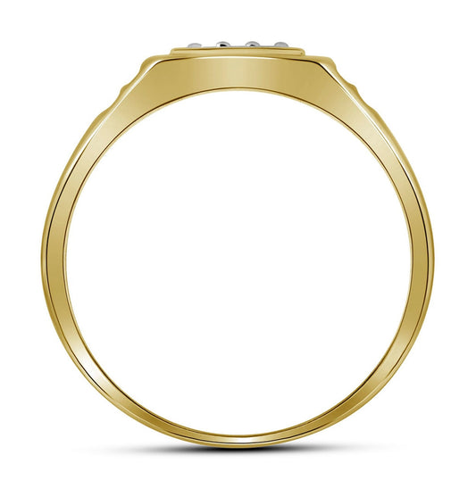 14K Yellow Gold Mens Round Diamond Square Cluster Ring 1/4 Cttw, Mens Size: 7-13