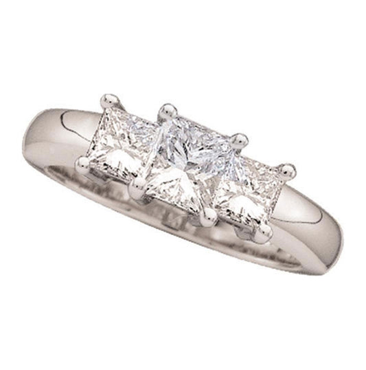 14K White Gold Princess Diamond 3-stone Bridal Wedding Engagement Ring 3/4 Cttw, Womens Size: 5-10