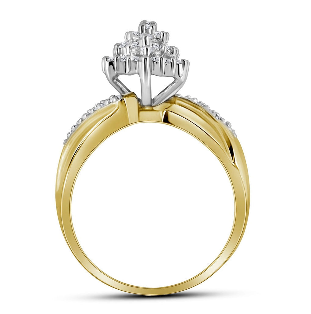 10K Yellow Gold Womens Round Diamond Cluster Ring 1/2 Cttw, Womens Size: 5-10