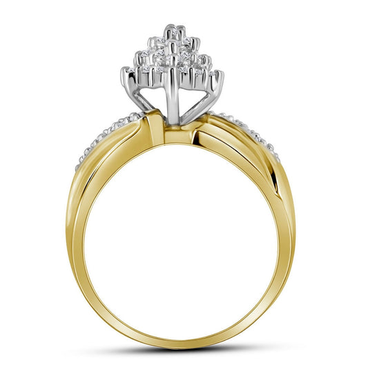 10K Yellow Gold Womens Round Diamond Cluster Ring 1/2 Cttw, Womens Size: 5-10