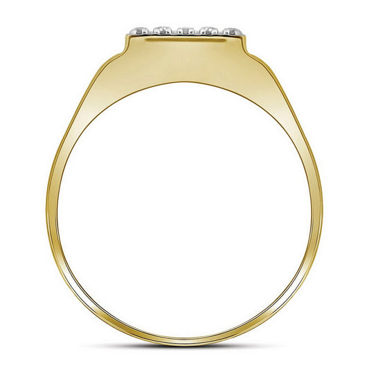 10kt Two-tone Gold Mens Round Diamond Square Ring 1/8 Cttw