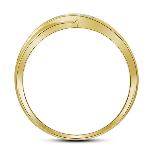10K Yellow Gold Mens Round Diamond Wedding Band Ring 1/8ctw, Mens Size: 7-13
