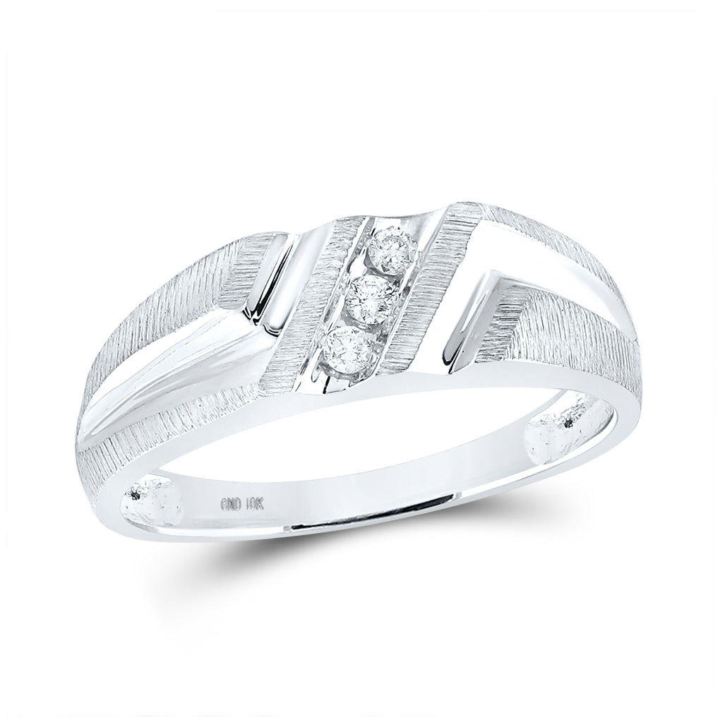 10K White Gold Mens Round Diamond Wedding Band Ring 1/10ctw, Mens Size: 7-13