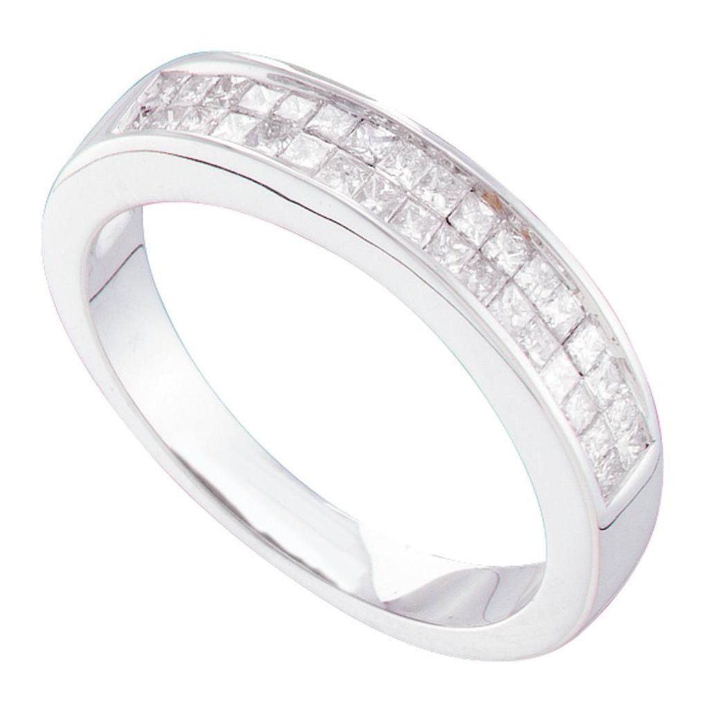 14kt White Gold Womens Princess Diamond Wedding Anniversary Band Ring 1/2 Cttw