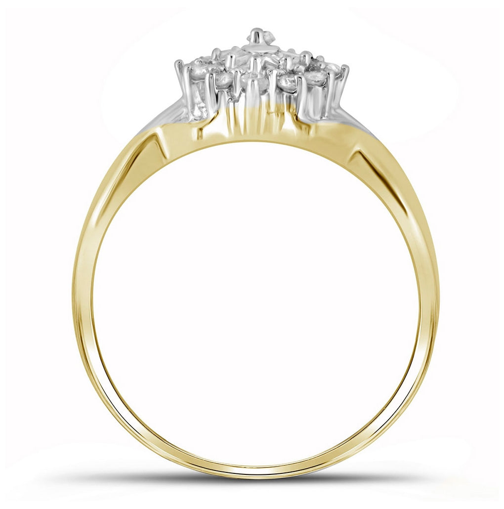 10K Yellow Gold Womens Round Diamond Cluster Ring 1/4 Cttw, Womens Size: 5-10