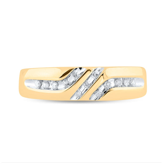 10K Yellow Gold Mens Round Diamond Wedding Band Ring 1/8 Cttw, Mens Size: 7-13