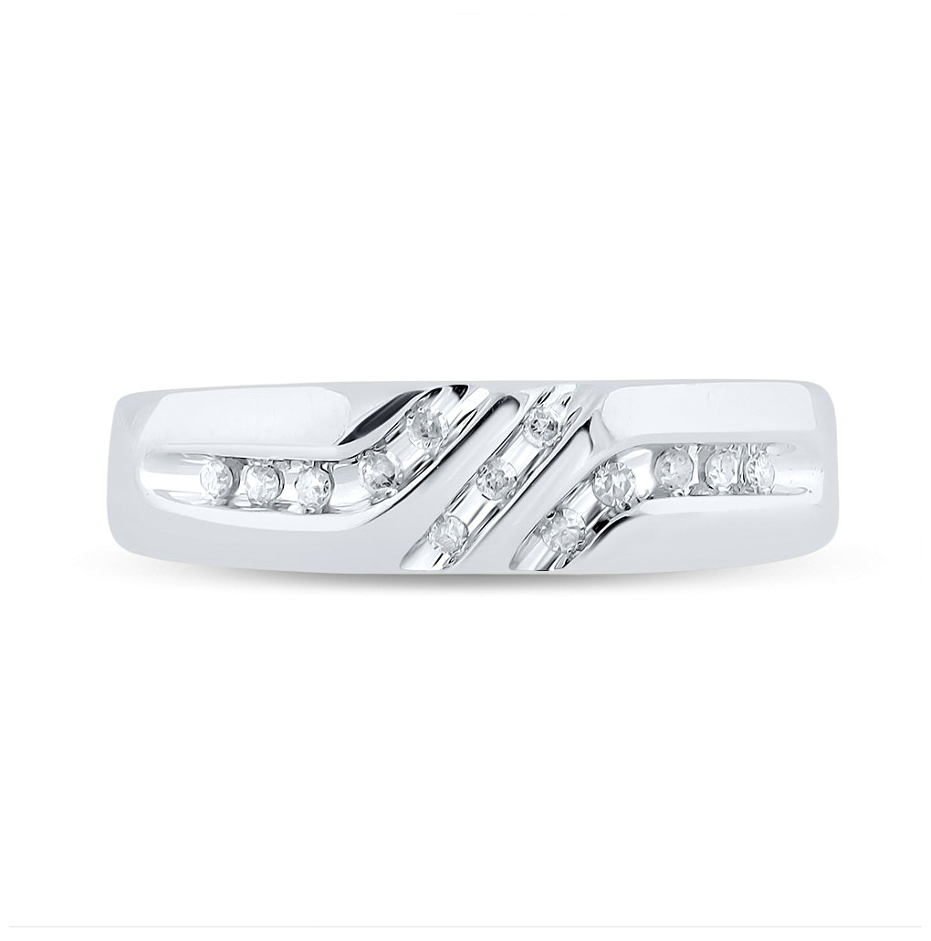 10K White Gold Mens Round Diamond Wedding Band Ring 1/8 Cttw, Mens Size: 7-13