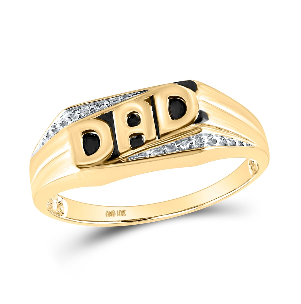 14K Yellow Or White Gold Mens Round Diamond Dad Father Ring .01 Cttw, Mens Size: 7-13
