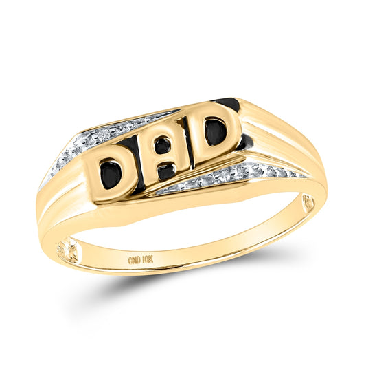 14K Yellow Or White Gold Mens Round Diamond Dad Father Ring .01 Cttw, Mens Size: 7-13