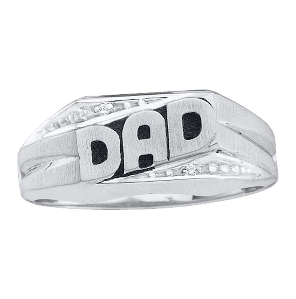 14K Yellow Or White Gold Mens Round Diamond Dad Father Ring .01 Cttw, Mens Size: 7-13