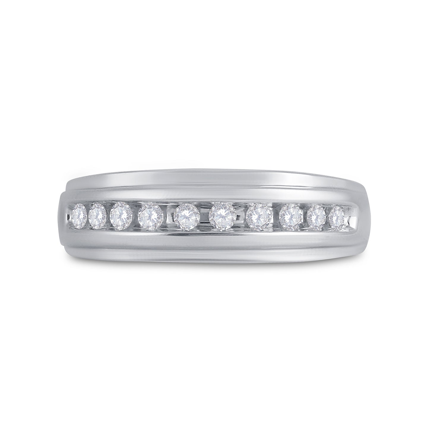 14K White Gold Mens Round Diamond Wedding Band Ring 1/4 Cttw, Mens Size: 7-13