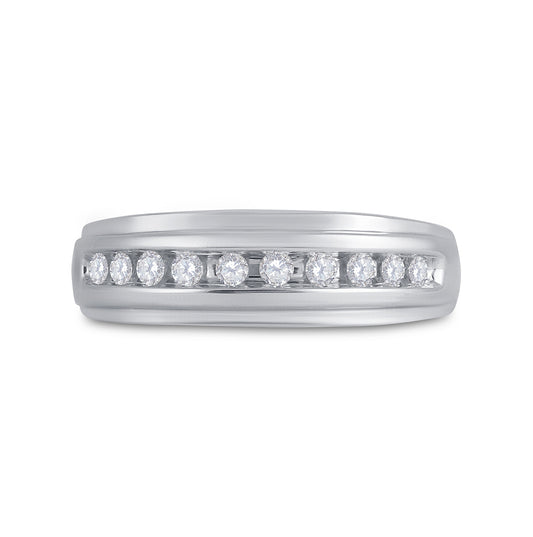 14K White Gold Mens Round Diamond Wedding Band Ring 1/4 Cttw, Mens Size: 7-13