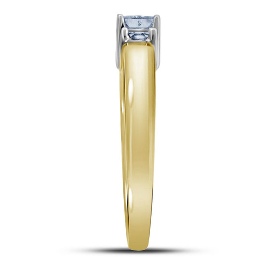 14kt Yellow Gold Womens Diamond 3-stone Engagement Bridal Ring 1/2 Cttw