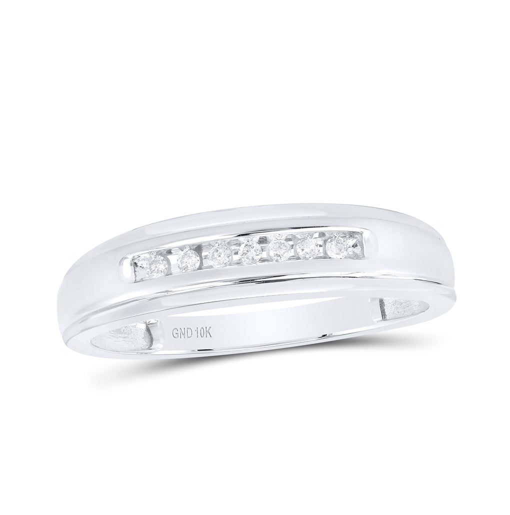 10K White Gold Mens Round Diamond Wedding Band Ring 1/12 Cttw, Mens Size: 7-13