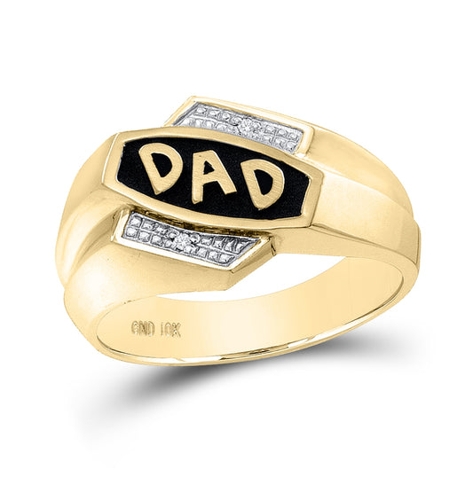 10K Yellow Or White Gold Mens Round Diamond Dad Father Ring .01 Cttw, Mens Size: 7-13