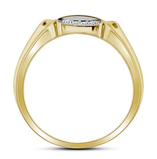10K Yellow Gold Mens Round Diamond Cluster Ring 1/4 Cttw, Mens Size: 7-13