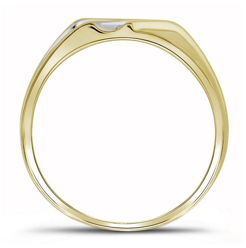 10K Two-tone Gold Mens Round Diamond Wedding Band Ring 1/8ctw, Mens Size: 7-13