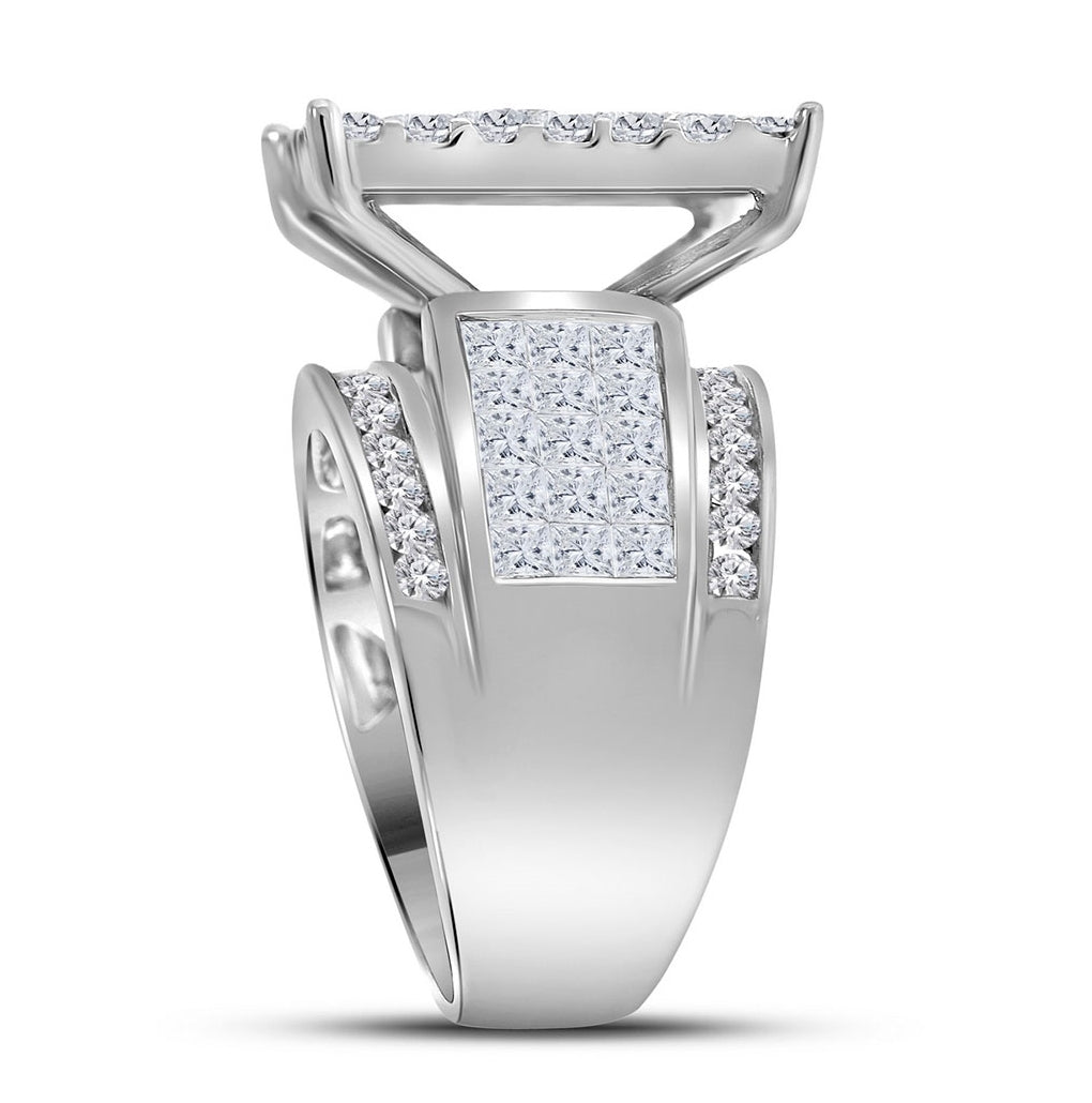 14kt White Gold Womens Princess Diamond Cluster Bridal Wedding Engagement Ring 4.00 Cttw