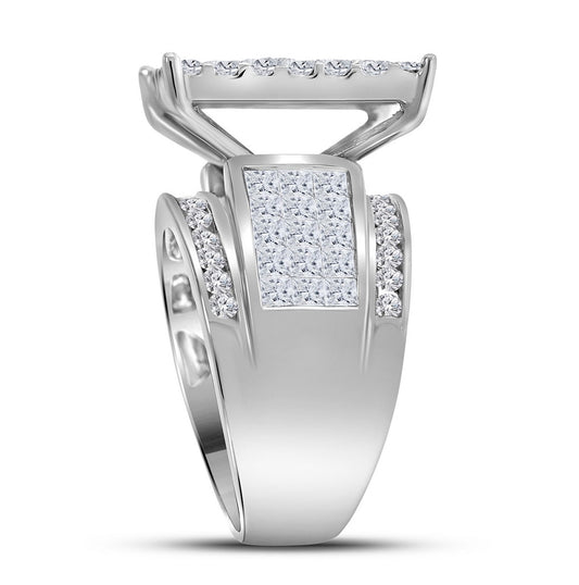 14kt White Gold Womens Princess Diamond Cluster Bridal Wedding Engagement Ring 4.00 Cttw