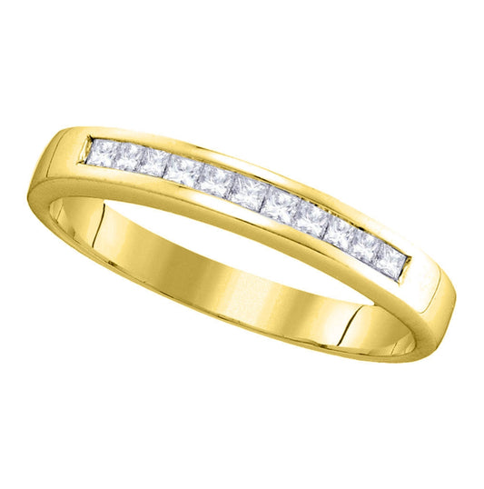 14kt Yellow Gold Womens Princess Diamond Wedding Channel Set Band 1/4 Cttw