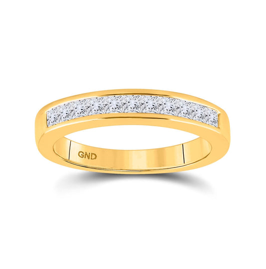 14kt Yellow Gold Womens Princess Channel-set Diamond Single Row Wedding Band 1/2 Cttw - Size 5