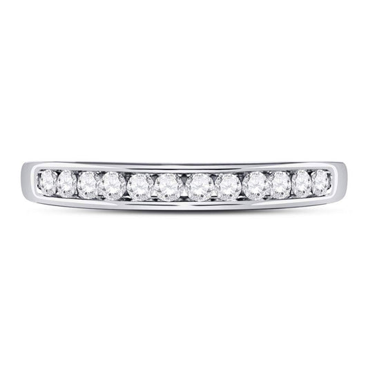 14kt White Gold Womens Round Diamond Wedding Channel Set Band 1/4 Cttw Size 8