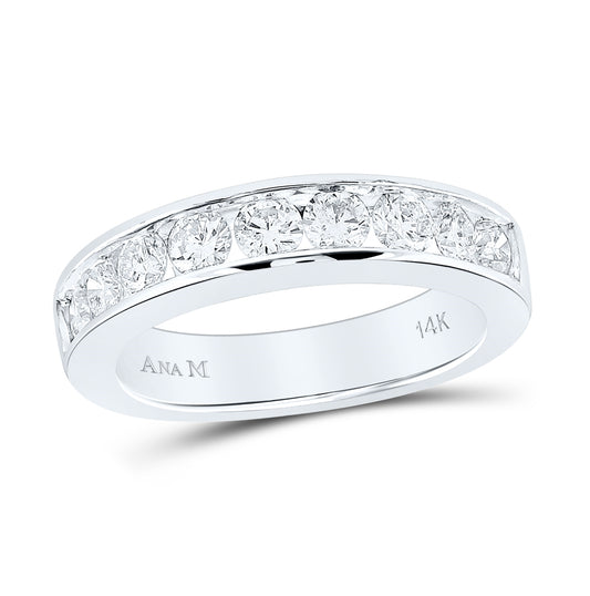 14kt White Gold Womens Round Channel-set Diamond Single Row Wedding Band 1.00 Cttw -