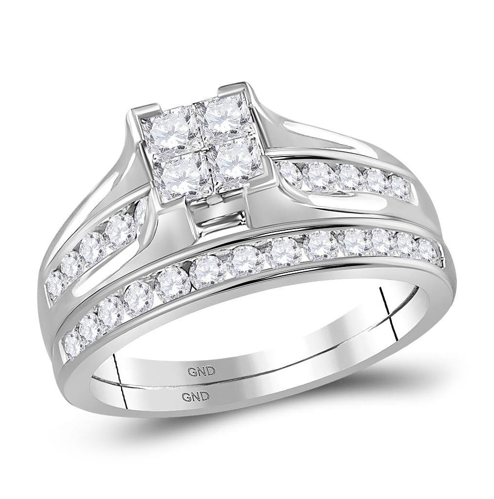 14kt Yellow Gold Womens Princess Diamond Bridal Wedding Engagement Ring Band Set 1.00 Cttw -