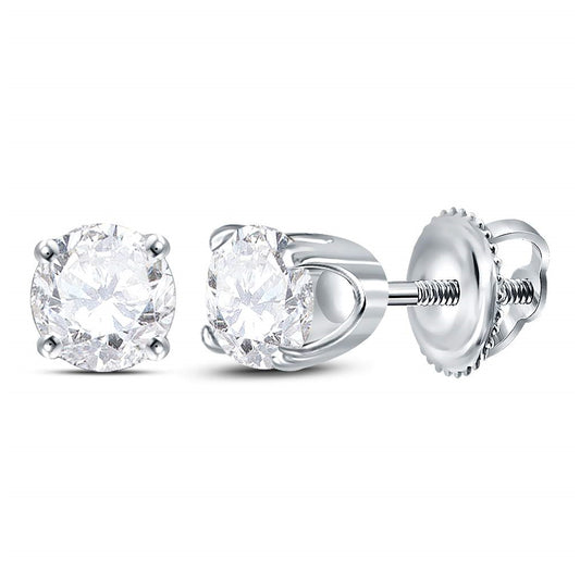 14K White Or Yellow Gold Womens Round Diamond Solitaire Earrings