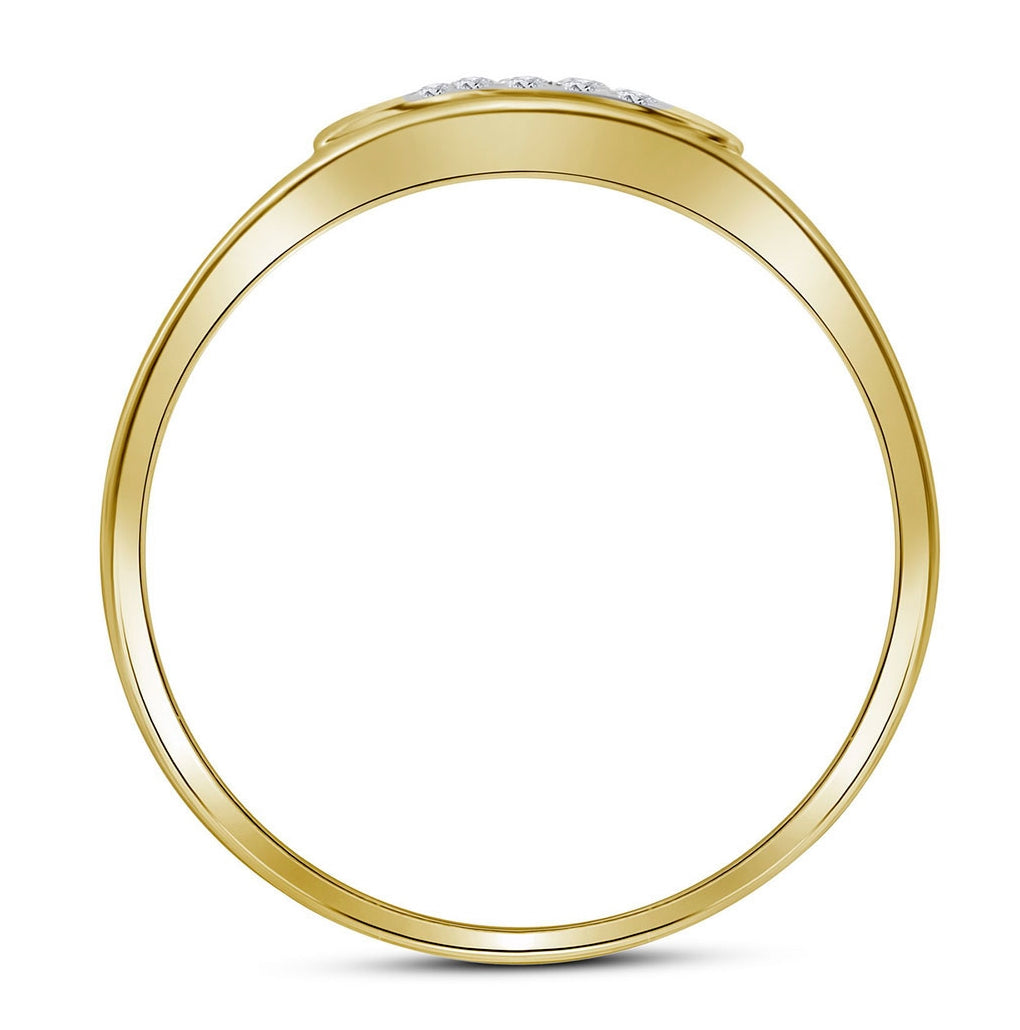 10K Yellow Gold Mens Round Prong-set Diamond Square Cluster Ring 1/4 Cttw, Mens Size: 7-13