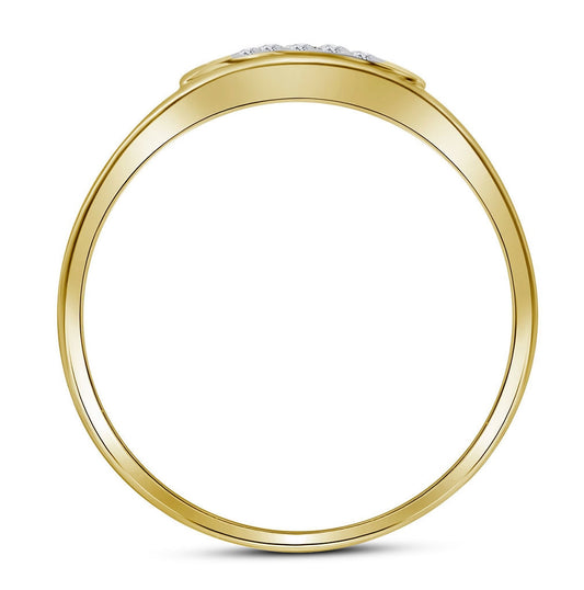 10K Yellow Gold Mens Round Prong-set Diamond Square Cluster Ring 1/4 Cttw, Mens Size: 7-13