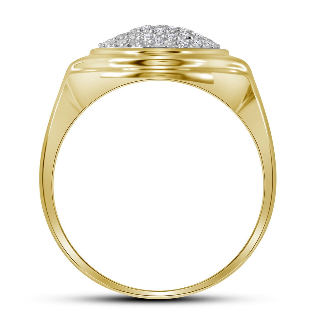 10K Yellow Gold Mens Round Diamond Circle Cluster Ring 1/3 Cttw, Mens Size: 7-13