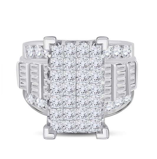 14K White Gold Princess Diamond Cluster Bridal Wedding Engagement Ring 5 Cttw, Womens Size: 5-10