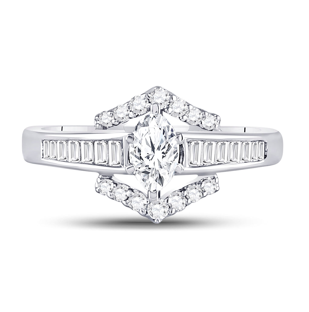 14K White Gold Marquise Diamond Solitaire Bridal Wedding Engagement Ring 3/4 Cttw, Womens Size: 5-10