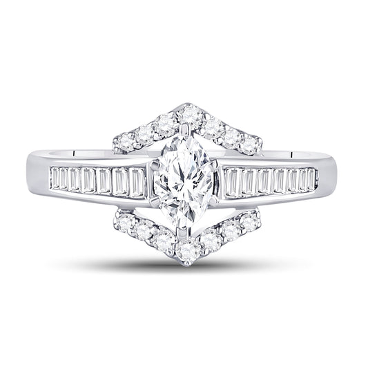 14K White Gold Marquise Diamond Solitaire Bridal Wedding Engagement Ring 3/4 Cttw, Womens Size: 5-10