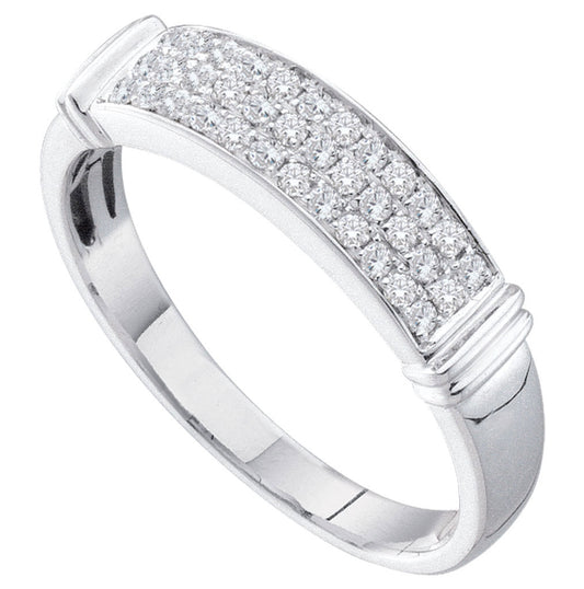 14kt White Gold Womens Round Diamond Triple Row Band Ring 1/3 Cttw