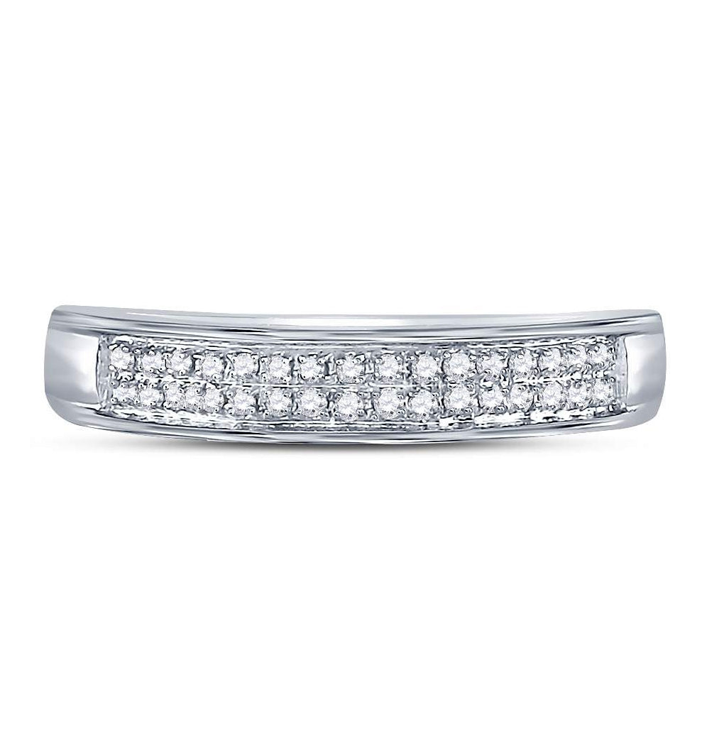 10K White Gold Womens Round Diamond Double Row Band Ring 1/10 Cttw, Womens Size: 5-10
