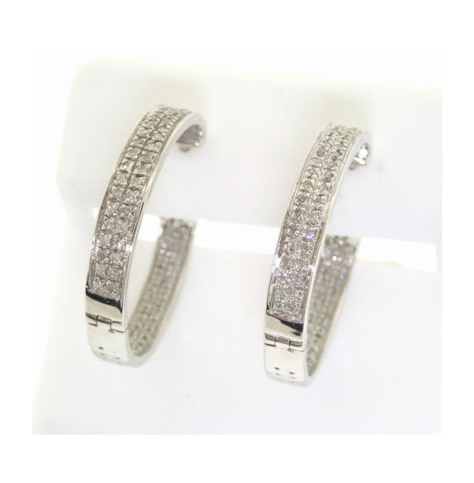 10kt White Gold 1/2ctw Diamond Micro-pave Hoops Earrings