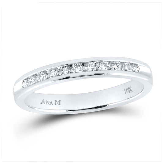 14K White Gold Womens Round Diamond Slender 2.5mm Wedding Band 1/4 Cttw, Womens Size: 5-10