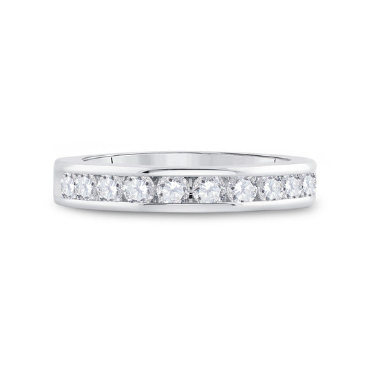 14K White Gold Womens Round Diamond Wedding Band 3/4 Cttw, Womens Size: 5-10
